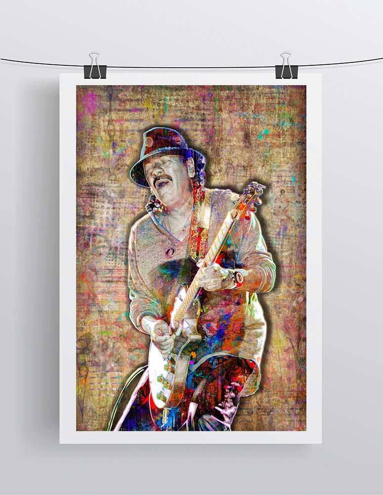 Carlos Santana Poster, Carlos Santana Portrait Gift, Santana