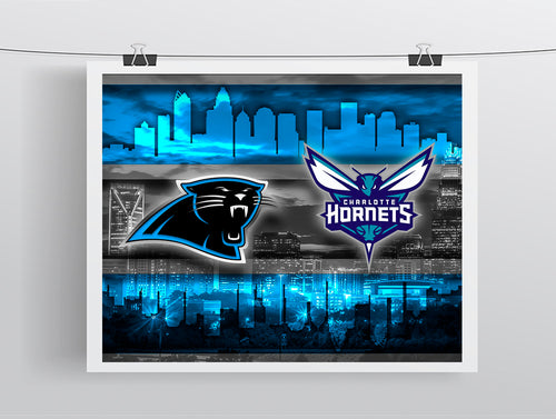 Carolina/Charlotte Sports Teams Poster, Panthers, Hornets, (Hurricanes by Request)