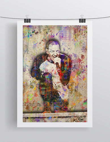 Chester Bennington Pop Art Memorial Poster, Linkin Park Tribute Art