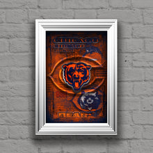 Chicago Bears Football Poster, Chicago Bears Layered Man Cave Gift, NFL Chicago Bears