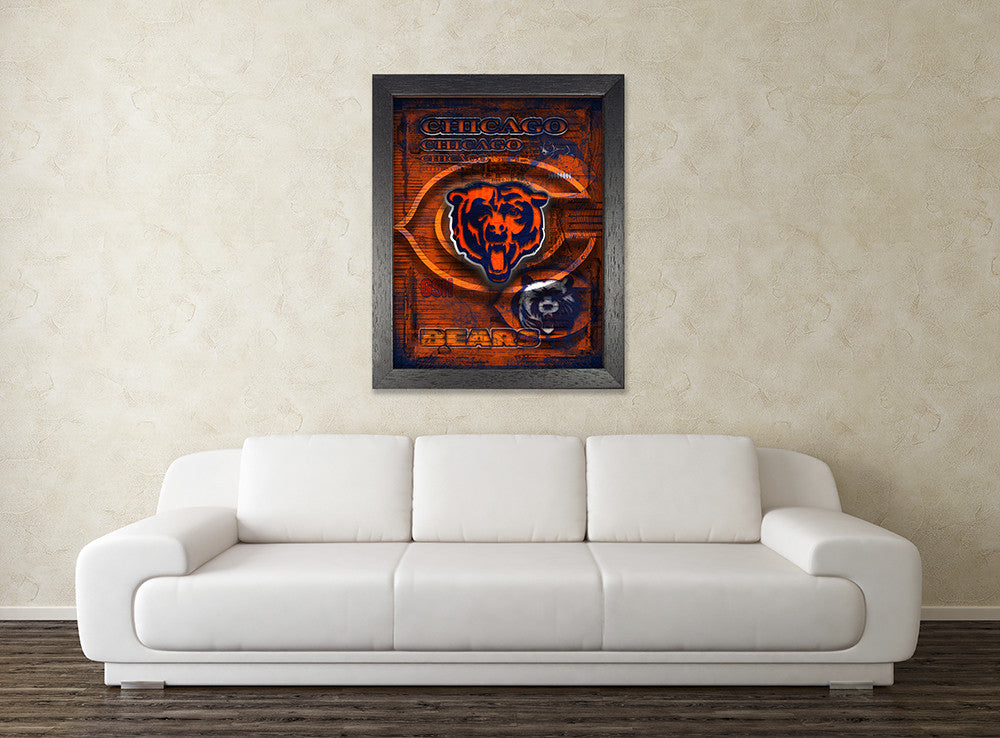 Chicago Bears Football Poster, Chicago Bears Layered Man Cave Gift, NF –  McQDesign