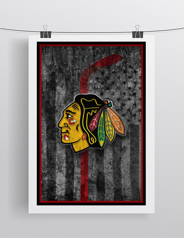 Chicago Blackhawks Hockey Flag Poster, Blackhawks Flag Man Cave Gift
