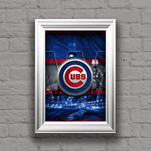 Chicago Cubs W Poster, Cubs W Artwork Cubs Gift, Chicago Cubs Win Man Cave Art, Cubs Infront of Chicago Skyline