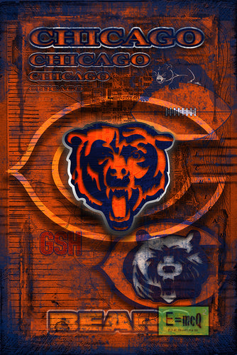 Chicago Bears Poster – Bears Football Wall Art, Chicago Map Artwork Print