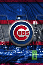 Chicago Cubs W Poster, Cubs W Artwork Cubs Gift, Chicago Cubs Win Man Cave Art, Cubs Infront of Chicago Skyline