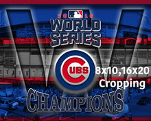 Chicago Cubs World Series Poster, Cubs World Series Artwork Cubs Gift, Chicago Cubs Win Man Cave Art, Cubs Infront of Wrigley Field