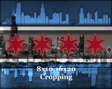 Chicago Flag Poster, Chicago Skyline Gift, Chicago Illinois Flag Skyline Man Cave, Home Decor Gift Art