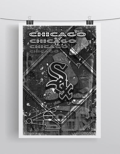 Chicago White Sox Poster, White Sox Artwork Sox Gift, Chicago White Sox Layered Man Cave Art