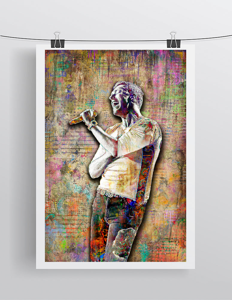 Chris Martin of Coldplay Poster, Coldplay Tribute Fine Art