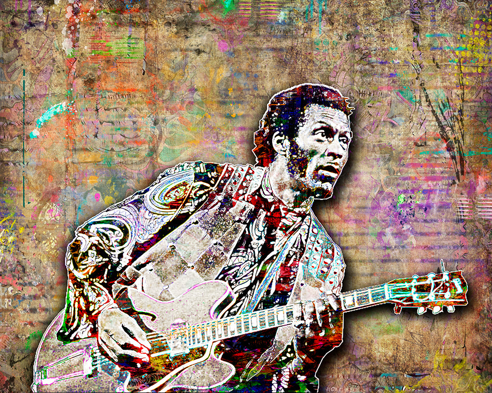 Chuck Berry Poster, Chuck Berry Tribute Fine Art – McQDesign