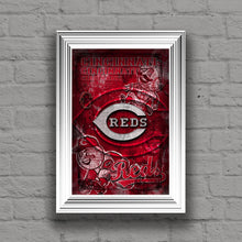 Cincinnati Reds Poster, Cincinnati Reds Artwork Gift, Cincinnati Reds Layered Man Cave Art