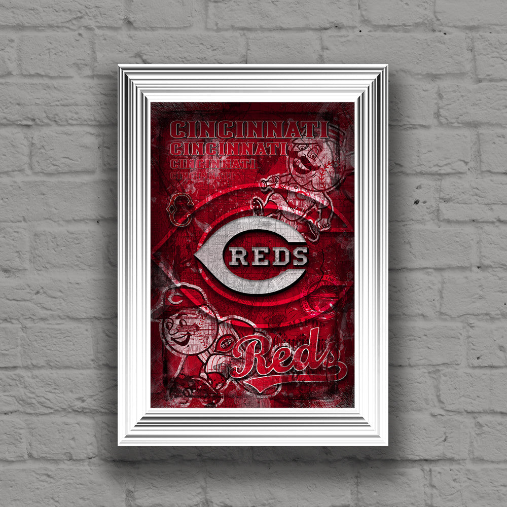 Cincinnati Reds Frame Cincinnati Reds Poster, Cincinnati Reds Artwork Gift, Cincinnati Reds ...