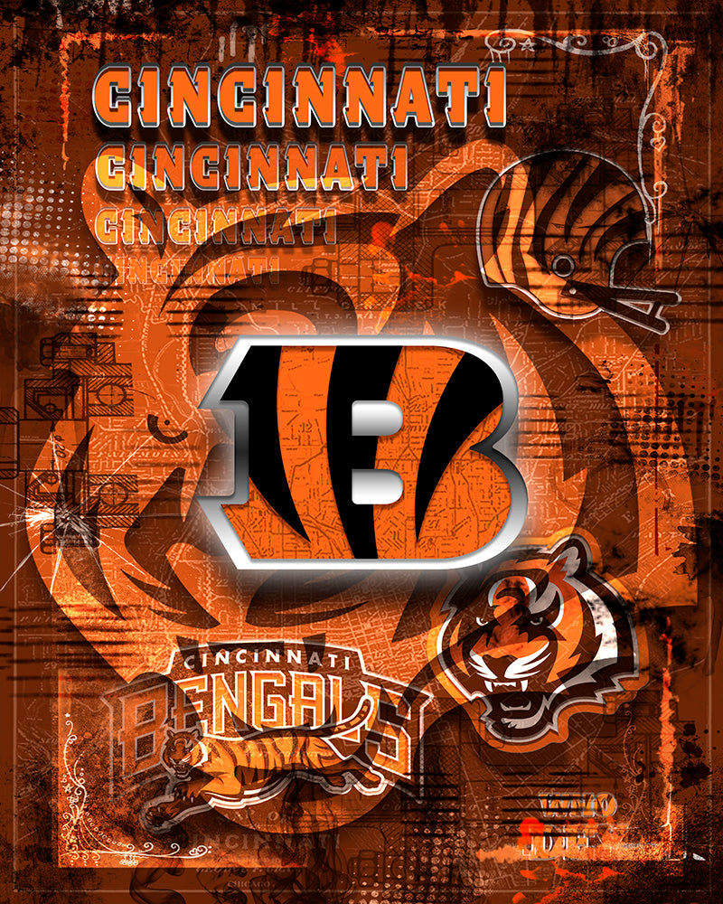 Cincinnati Bengals - Striscione In Feltro E Adesivi Da Parete 30,5x76,2cm - Kit Poster Muro Per Fan, Ufficio, Camera