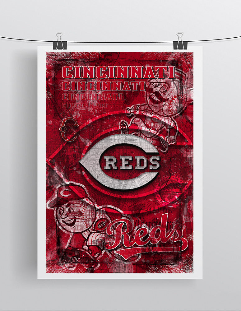 Cincinnati Reds Poster, Cincinnati Reds Artwork Gift, Cincinnati Reds ...