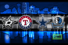 Dallas Sports Poster, Dallas Cowboys, Dallas Stars, Texas Rangers, Dallas Mavericks, Dallas TX Teams