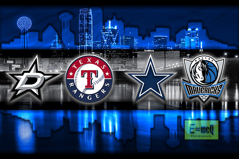 Dallas Cowboys, Mavericks, Stars, FC & Texas Rangers Logo Team 3x5 Flag