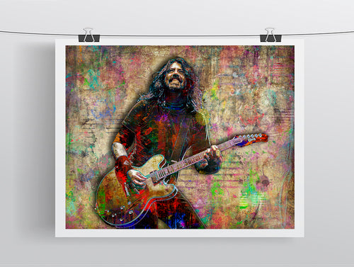 Dave Grohl of Foo Fighters Poster, Dave Grohl Gift, Foo Fighters Tribute Fine Art