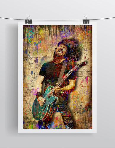 Dave Grohl Foo Fighters Poster, Dave Grohl Gift, Dave Grohl Tribute Fine Pop Art