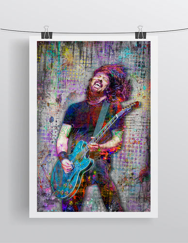 Dave Grohl Foo Fighters Gray Poster, Dave Grohl Tribute Gift, Dave Grohl Art