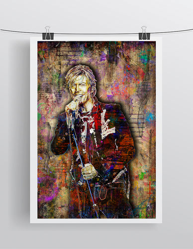 David Bowie Poster, David Bowie Portrait Gift, David Bowie Colorful Layered Tribute Fine Art