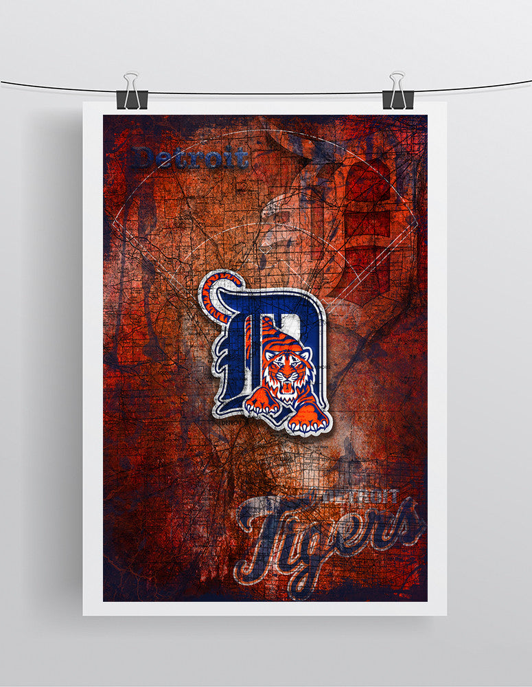 Detroit Tigers Poster, Detroit Tigers Artwork Gift, Tigers Layered