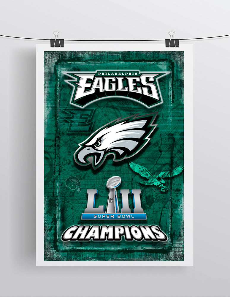 Philadelphia Eagles Super Bowl Championship 2018 Poster, Philadelphia Eagles Artwork Map Man Cave