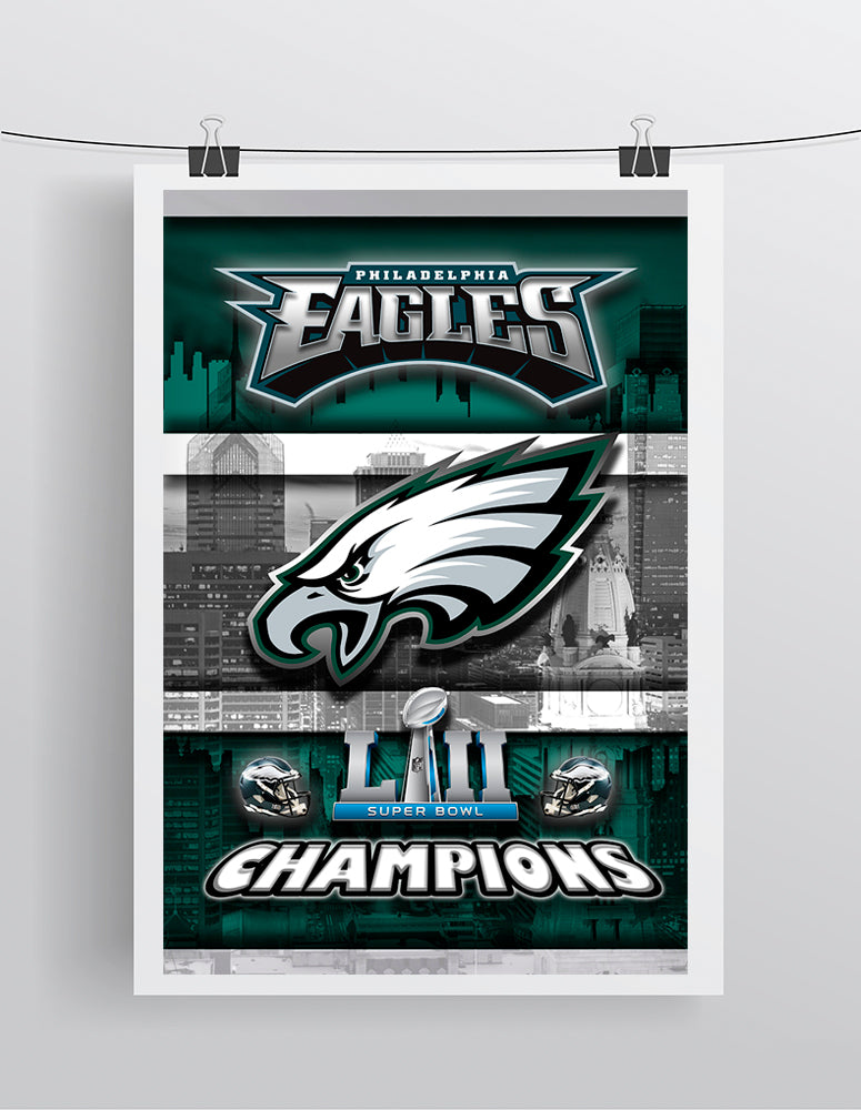 Philadelphia Eagles Super Bowl Championship 2018 Poster, Philadelphia Eagles Artwork, EAGLES Skyline