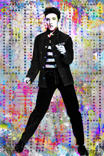 Elvis Presley Poster, Elvis Presley Gift, Elvis The King of Rock N' Roll Colorful Tribute Fine Art