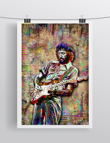 Eric Clapton Poster, Eric Clapton Portrait Gift, Derek and The Dominos Tribute Fine Art