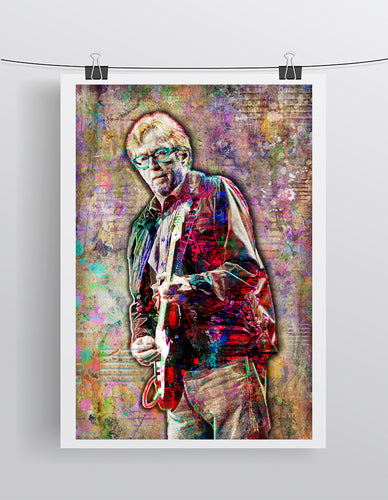 Eric Clapton Poster, Eric Clapton Portrait Gift, Eric Clapton Tribute Fine Art