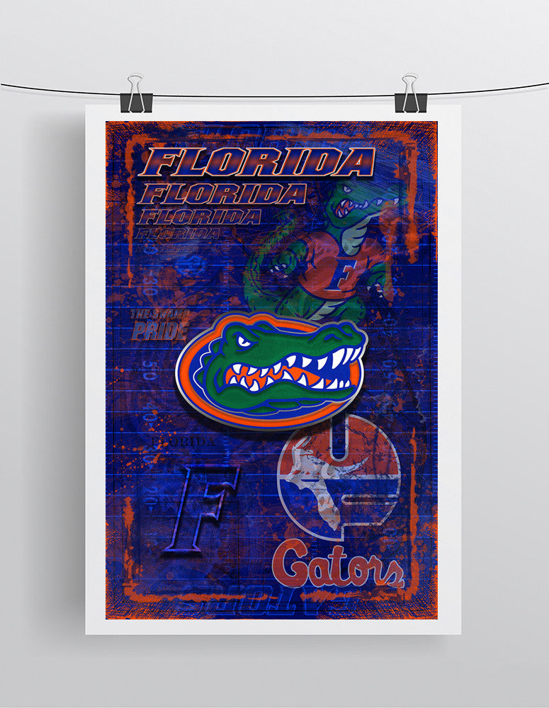 Florida Gators Poster, University of Florida Gift, Gators Man Cave, Florida Print