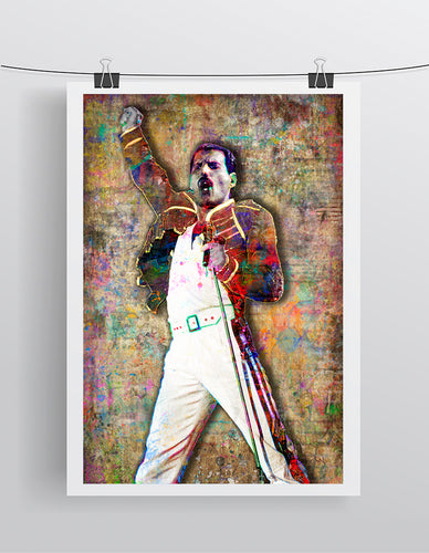 Freddie Mercury of Queen Poster 2, Freddie Mercury Portrait Gift, Queen Tribute Fine Art