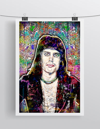 Freddie Mercury of Queen Portrait Poster, Freddie Mercury Gift, Queen Tribute Fine Art