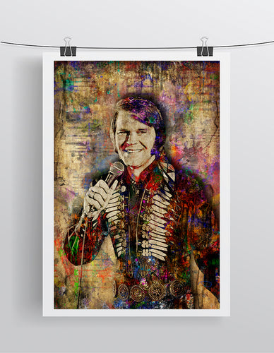 Glen Campbell Poster, Glen Campbell 1936-2017 Gift, Glen Campbell Tribute Fine Art