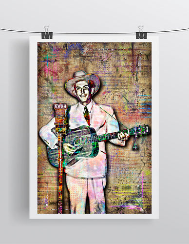 Hank Williams Poster, Hank Williams Senior Country Tribute Fine Art Poster
