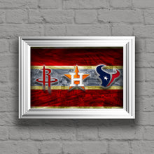 Houston Texans Sports Poster, TEXANS, ASTROS, Rockets Artwork, Houston Skyline