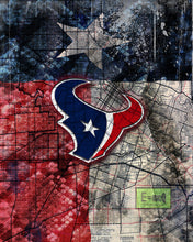 Houston Texans Sports Poster, Houston TEXANS Artwork, Texans in front of Houston Map and Texas Flag, Texans NFL