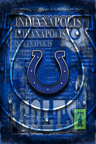 Indianapolis Colts Sports Poster, Indianapolis COLTS Artwork, Colts in front of Indiana Map, Colts NFL Man Cave Gift