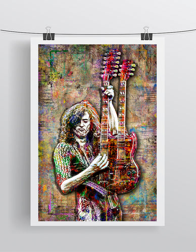 Jimmy Page Poster, Jimmy Page of Led Zeppelin 2, Jimmy Page Tribute Fine Art