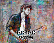 John Mayer Layered Poster, John Mayer Landscape Gift, John Mayer Colorful Layered Tribute Fine Art