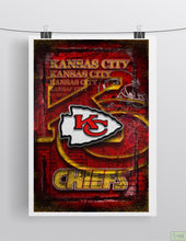 Kansas City Chiefs Sports Poster, Kansas City Chiefs Artwork, Chiefs in front of KC Map, Chiefs NFL Man Cave Gift