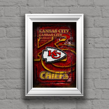 Kansas City Chiefs Sports Poster, Kansas City Chiefs Artwork, Chiefs in front of KC Map, Chiefs NFL Man Cave Gift