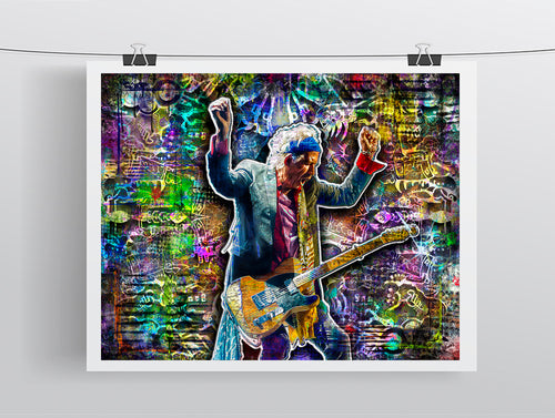 Keith Richards Poster, Rolling Stones Colorful Pop Art Tribute Fine Art Poster