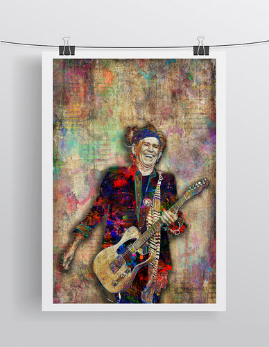 Keith Richards Poster, Rolling Stones Gift, Keith Richards  Tribute Fine Art