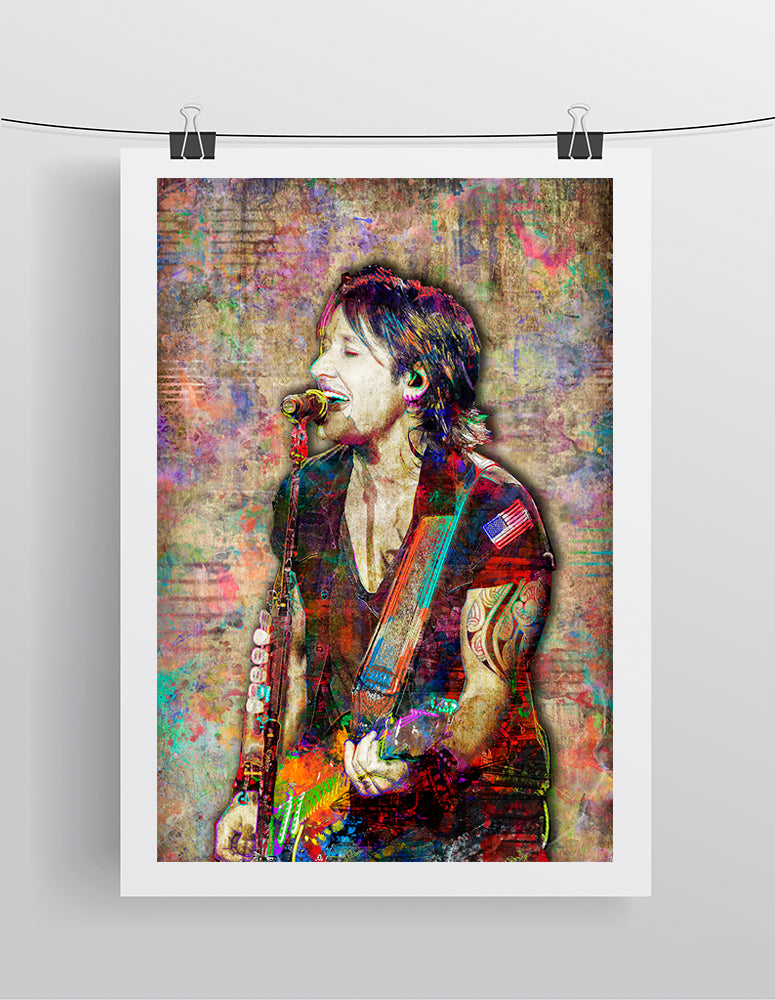 Keith Urban Poster,  Keith Urban Country Gift, Keith Urban Colorful Layered Tribute Fine Art