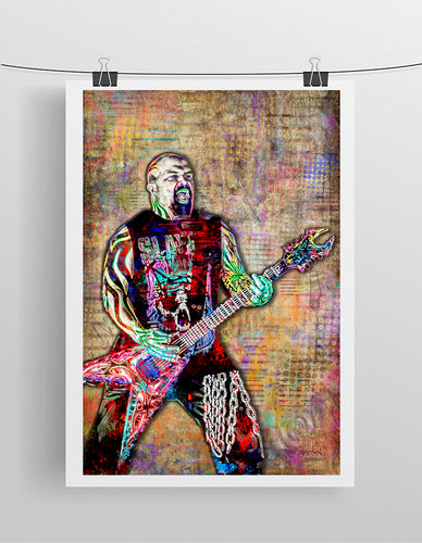 Slayer Poster, Kerry King of Slayer Portrait Gift, Slayer Colorful Layered Tribute Fine Art