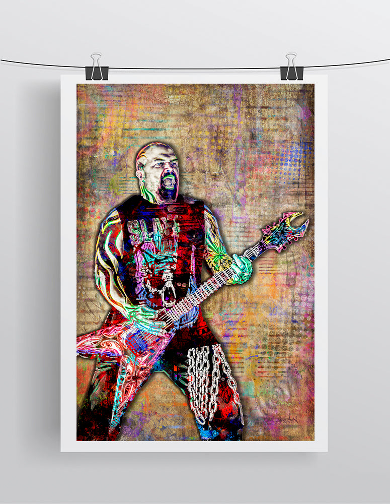 Slayer Poster, Kerry King of Slayer Portrait Gift, Slayer Colorful Layered Tribute Fine Art