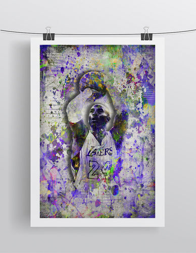 Kobe Bryant Poster, Kobe Bryant Gift, Kobe Bryant Colorful Layered Tribute Fine Art