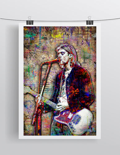 Kurt Cobain Poster,  Kurt Cobain and Nirvana 4 Tribute Fine Art