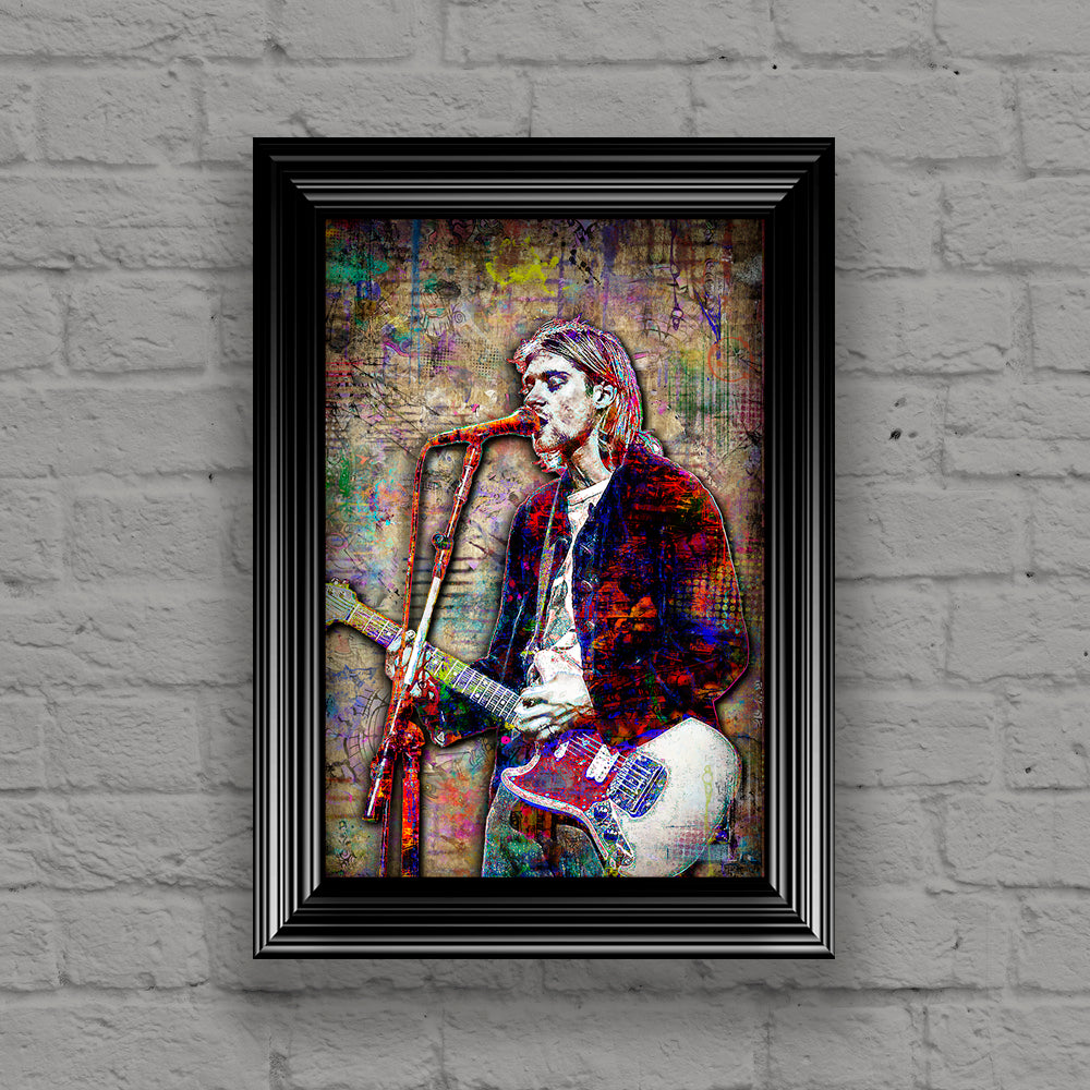 Kurt Cobain Poster, Nirvana Grunge Kurt Cobain Poster Tribute Fine Art ...